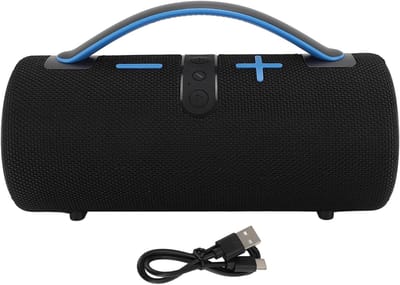 Draagbare speaker - Bluetooth audio - Buitenfeestjes Muziek - IPX4 waterbestendig - 27 cm breed - Blauw zwart