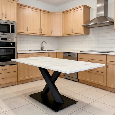 FloraGrace Eettafel - Rechthoekig Voor 6 Personen - Veelzijdig Voor Keuken En Woonkamer - MDF En Metaal - Wit Zwart