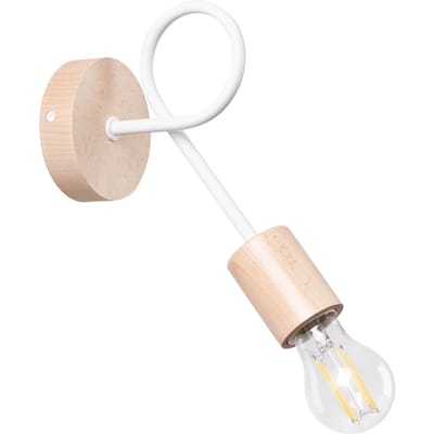Sollux Lighting Wandlamp Ember - E27 - wit/natuurlijk hout - staal/hout - 24x10x19cm