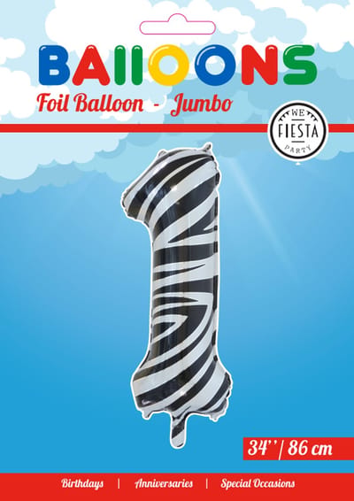 Folieballon 34" nmr. 1 - Zebra