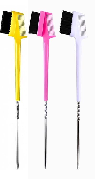 Guardian Beauty Edge Control Borstel- en Kamset - met Stalen Naald - 3-delige Haarstylingtools voor Randjes en Gladstrijken