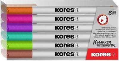 Kores Whiteboard & Flipover markers XW1, ronde punt 1 mm 6 stuks