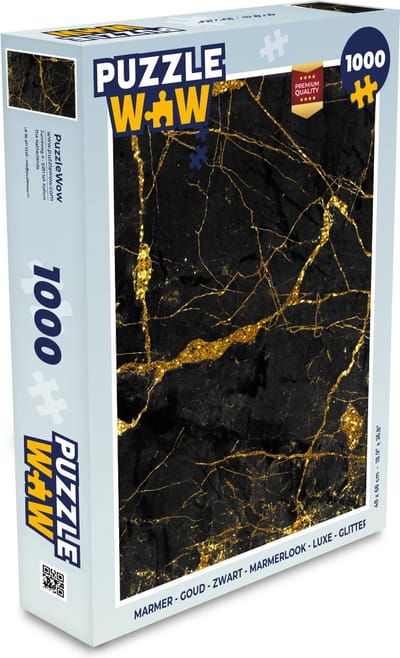 Puzzel Marmer - Goud - Zwart - Marmerlook - Luxe - Glitter - Legpuzzel - Puzzel 1000 stukjes volwassenen