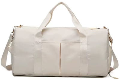 Dames Sporttas - Duffelbag - Licht beige met Schoenenvak - Weekendtas - Reistas