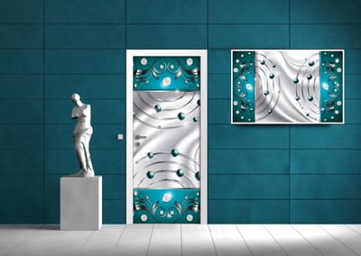 Blue Silver Abstract Modern Photo Wallcovering