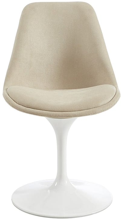 Vente-unique Draaistoel van gestructureerde stof en staal - Beige en wit - XAFY