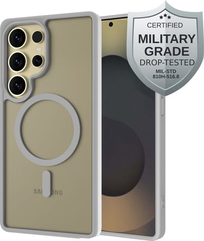 Cazy hoesje geschikt voor Samsung Galaxy S25 Ultra Hoesje geschikt voor MagSafe - Military Grade Backcover - Grijs
