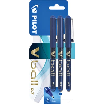 Rollerpen PILOT V-Ball 07 medium blauw blister à 3 stuks