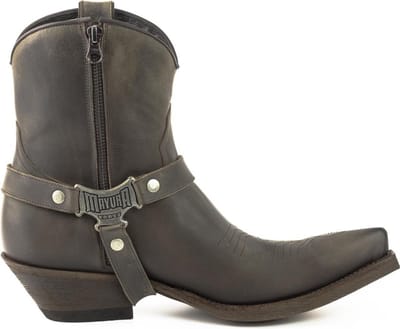 Mayura Boots 14 Donker Grijs/Bruin Heren Cowboy Western Spitse Enkellaars Schuine Hak Rits Afneembaar Spoor Echt Leer Maat EU 39