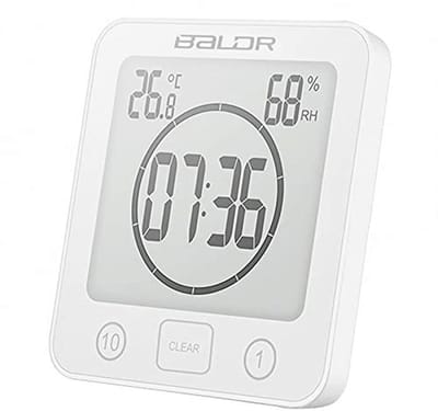 Digitale Doucheklok met Thermometer en Hygrometer - IP24 Waterdichte Douche-Timer met Groot LCD-Display voor Badkamer en Keuken