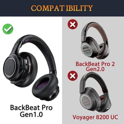 SOULWIT vervangende oorkussens voor Plantronics BackBeat Pro draadloze hoofdtelefoon met ruisonderdrukking, traagschuim geluidsisolerende earpads en cushions, zachter eiwitleer (zwart)