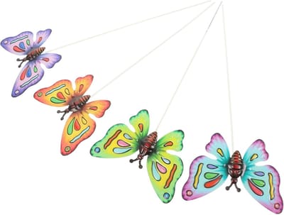 Vlinder Tuinprikkers - Decoratieve Insecten - Buiten Decoratie - Duurzaam IJzer - 36x9cm - Diverse Kleuren