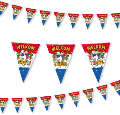 LUQ – Welkom Thuis Vlaggenlijn – 10m – Luxe Welcome Home Party Decoratie – Thuiskomen Feest Versiering – Direct Ophangen