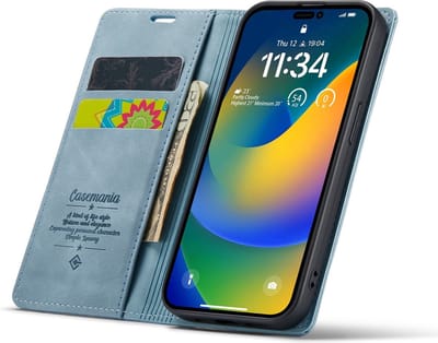 CaseMania Bookcase hoesje geschikt voor Apple iPhone 15 - Effen Aqua - Kunstleer