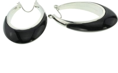 Behave - ovale zwarte oorbel - urban chic - krachtige basic stijl