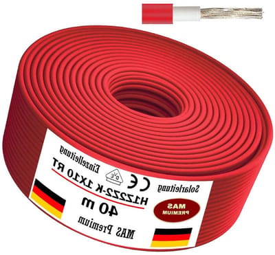 Solarkabel H1Z2Z2-K - Zonne-energie kabel - Zonnepanelen installeren - Halogeenvrij dubbel geïsoleerd - 40 meter - Rood