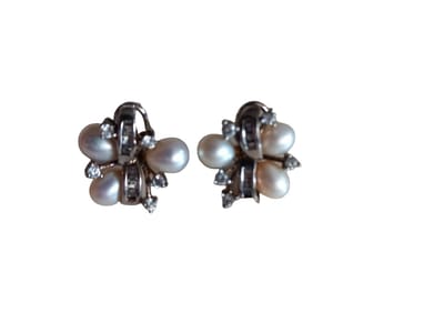 Gemstones-silver sterling 925 zilver oorstekers / oorbellen zoetwaterparel met zirkonia