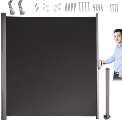 Uitrolbaar Windscherm Terras – 160x300 cm – Grijs – Weerbestendig & Privacybescherming