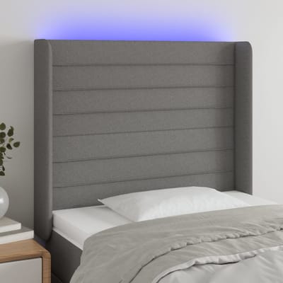 vidaXL - Hoofdbord - LED - 83x16x118/128 - cm - stof - donkergrijs