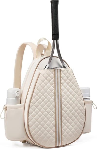 Sportrugzak - Tennisrugzak - Gewatteerd - Waterafstotend - Schoudermodel - Voor tennis,padel,badminton - Dames en Heren - Beige