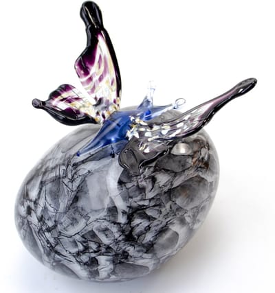 Loranto - Urn - Mini Urn met Vlinder - Grijze Steen - Urnen van Glas