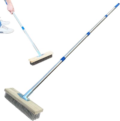 Terraswasser Bezem - Buiten Schrobber - Terras Reinigen - Verstelbare Lange Steel - 30 cm Breed - Zwart