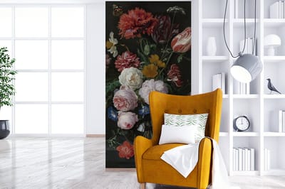 Behang - Fotobehang Stilleven met bloemen in een glazen vaas - Schilderij van Jan Davidsz. de Heem - Breedte 120 cm x hoogte 240 cm