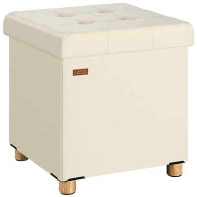 Casaria Voetenbankje - Houten poten 40L Opbergruimte 38x38x42cm - Beige