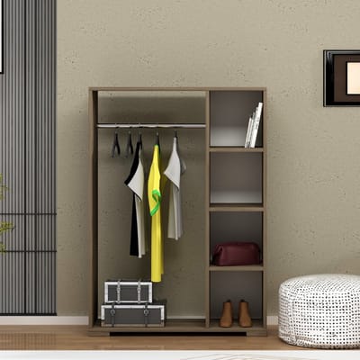 Kledingkast 123x90x30 cm Nesbyen walnootkleurig [en.casa]