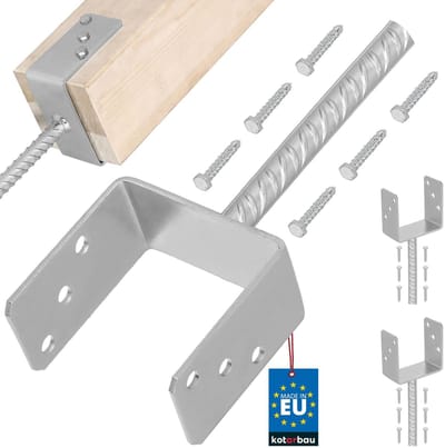 KOTARBAU® 2 st Paalhouder Beton, Verzinkt Staal, 121 mm, Zilver, Paaldrager in Beton Storten, Betonanker voor Houten Palen, Paalhouder Schutting Beton