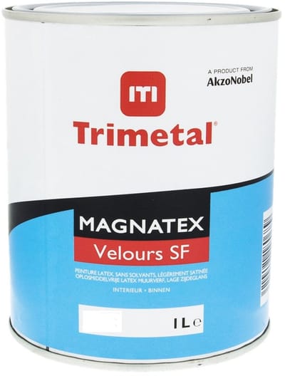 Trimetal Magnatex Velours SF - Watergedragen lage zijdeglans ( soft) muurverf voor binnen - Kleur RAL 9010 Pure White ( gebrokenwit) - 1 L
