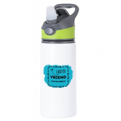 Hacebo® - liefste vriend van de wereld waterfles met rietje groen - Vriend/vriendin - de liefste vriend - valentijnsdag - verjaardag - cadeautje voor vriendje - kado - geschenk - water fles - 650ML