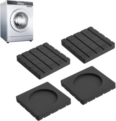 Set van 4 Antivibratie Pads voor Wasmachines - Zwarte Rubber Vibration Pads voor Stabiele Installatie en Geluidsreductie