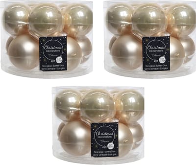 Decoris Kerstballen set - 30x - parel/champagne kleur - glas - 6 cm - glans en mat- kerstversiering