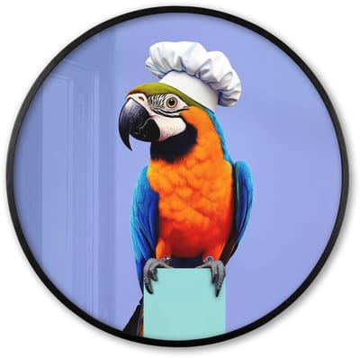Poster in lijst Rond - Fotolijst 60x60 cm - Posters - Papegaai - Koksmuts - Vogel - Leuk - Ronde posterlijst zwart - Decoratie - Wanddecoratie woonkamer - Muurdecoratie slaapkamer