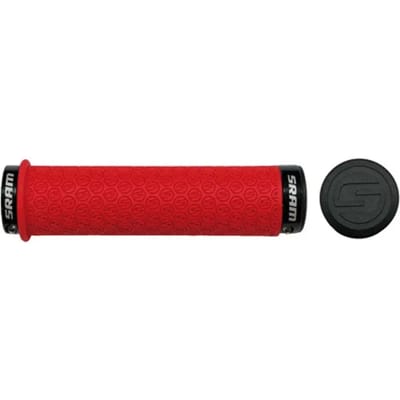 SRAM DH Siliconen handvatten met schroefbeveiliging, rood