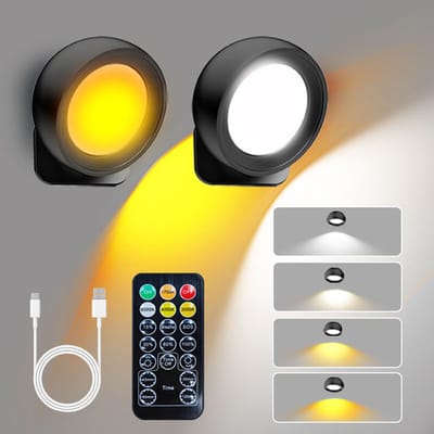 Magnetische lamp - LED lamp licht - oplaadbaar - wandlicht - vier-kleuren temperatuur verstelbaar - ultra helder energiebesparend nachtlicht - wandlicht bij het bed-Zwarte wandlampen 2 stuks