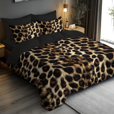 Luipaardprint Beddengoed Set Modieuze 3D Print Dekbedovertrek Kussensloop Gezellig Hypoallergeen Voor Slaapkamer Decoratie EU Twin(135x200cm)