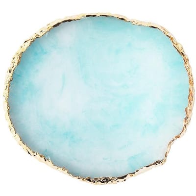 Palette de vernis à ongles en résine, accessoires de manucure à faire soi-même, outils de peinture en résine, bord doré, mélange d'agate, plaque de gemme en cristal, 6 couleurs bleu