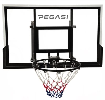 Pegasi Basketbalbord buiten en binnen met verende basketbalring - 122 x 82 cm - Incl. Bevestiging - 008