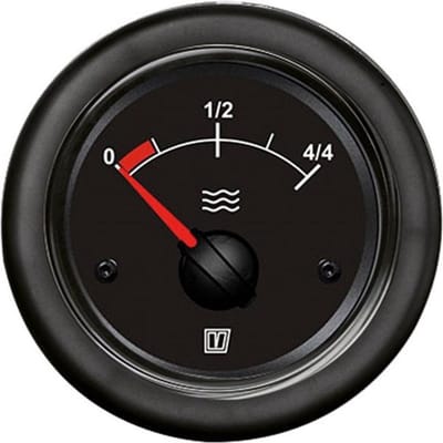 VETUS Waterniveaumeter - 12/24V - zwart/chroom - inbouwmaat 52 mm