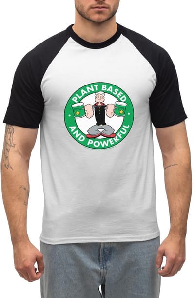 Popeye Plant Based And Powerful Heren Baseball Shirt Korte Mouw
