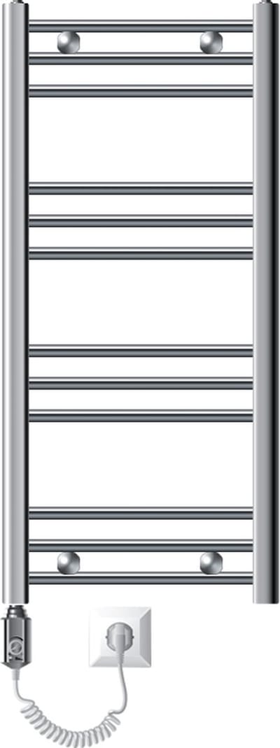 Badkamerradiator Elektrisch met verwarmingselement 300W 400x800 mm Chroom gebogen met zijaansluiting LuxeBath