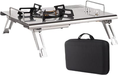 Camping kooktoestel - Outdoor kooktoestel - Koken in natuur - Inklapbaar roestvrij staal - 415 x 29 cm - Zilver