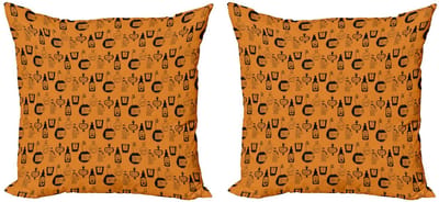 ABAKUHAUS Apotheker Kussenhoes Set 40x40 – Dubbelzijdig bedrukt – Burnt Orange