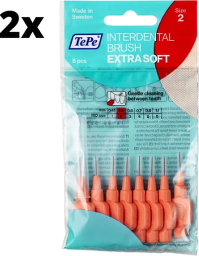 TePe Extra Soft Lichtrood 0,5mm - 2 x 8 stuks - Voordeelverpakking