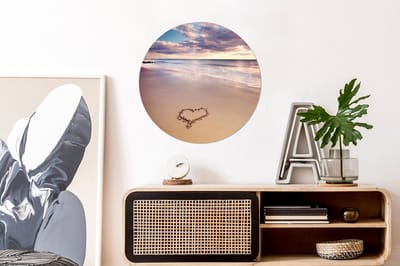 WallCircle - Wandcirkel - Muurcirkel - Hart op het strand in Nederland - Aluminium - Dibond - 60x60 cm - Binnen en Buiten