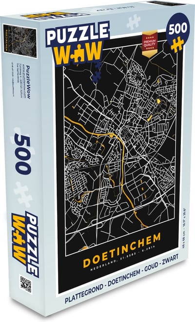 Puzzel Plattegrond - Doetinchem - Goud - Zwart - Legpuzzel - Puzzel 500 stukjes - Stadskaart