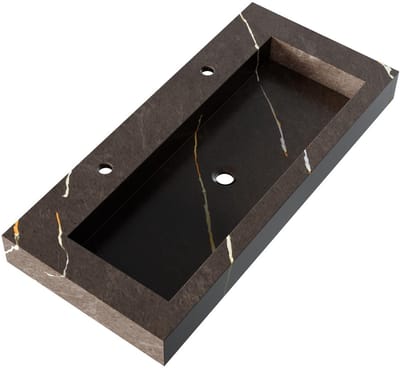 Brauer Coral Wastafel - 100 cm - met 1 Spoelbak en 2 Kraangaten - Marmerlook Copper Brown