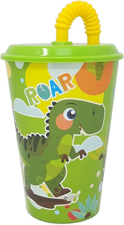 Kindertuinbeker met Rietje, Dinosaurus Thematiek, Herbruikbaar en BPA-vrij, 430 ml, Groen